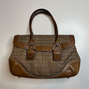 Vintage Coach Soho Hampton Flap Satchel Shoulder Bag Jacquard Leather 7080 Y2K